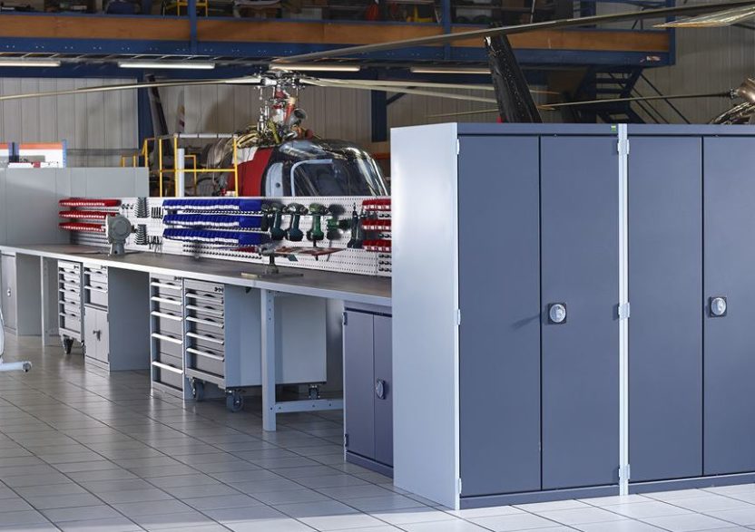 Bott CNC tool storage cabinets in a workshop