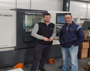 Shannon Precision Engineering team and a nakamura tome machine 